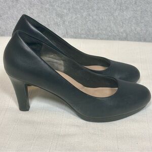 Clarks Ambyr Joy High-Heeled Comfort Leather Pumps Shoes-Black-Women Size 9